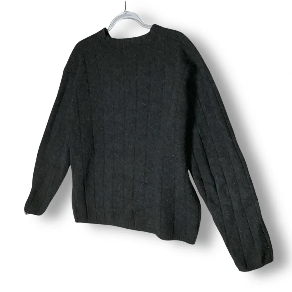 J. Crew Men’s Lambswool Sweater Sz XL Cable Knit V Neck Charcoal Gray - Picture 9 of 10